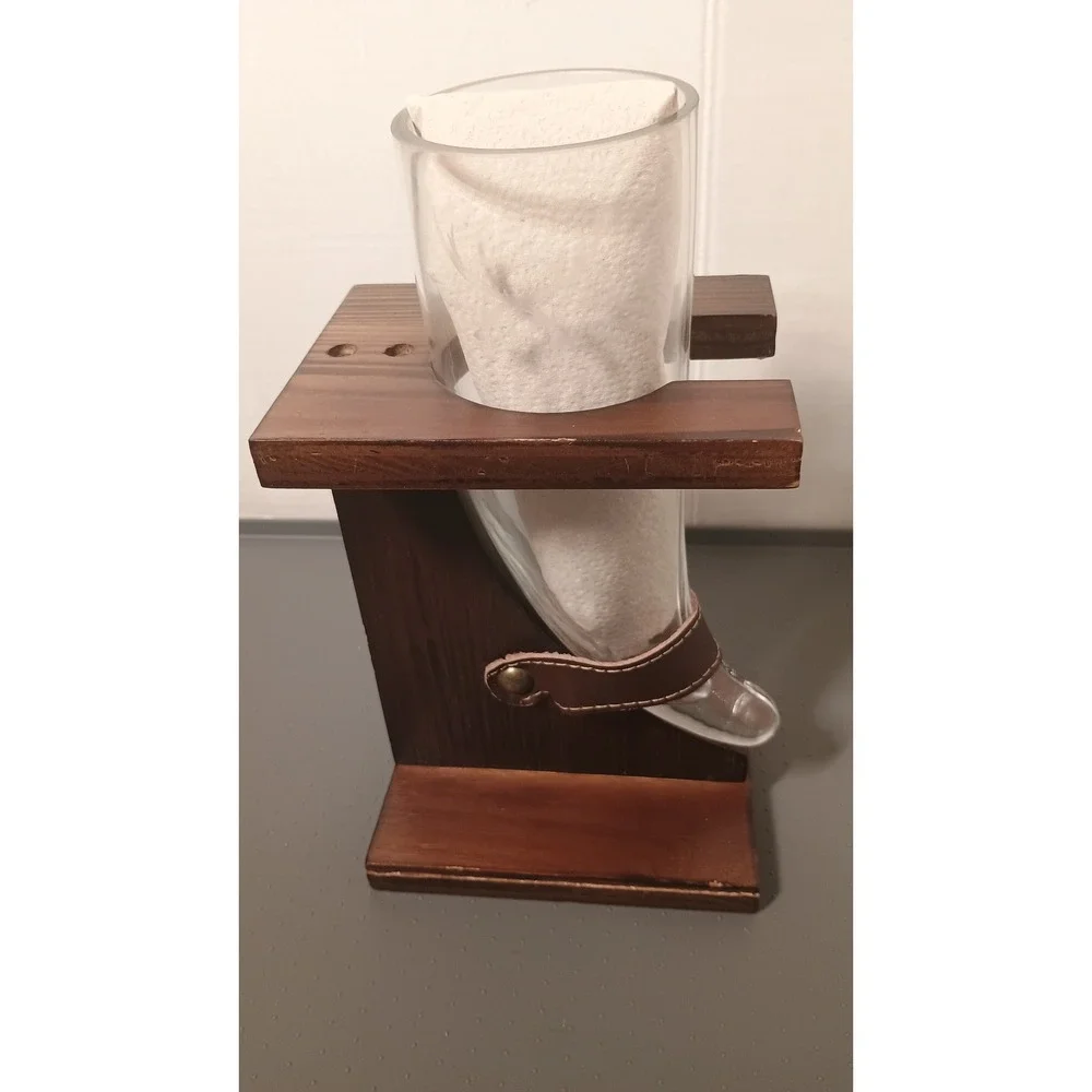 Drinking Horn Glass Stand Unisex OS Brown Good Etched Antler Rustic